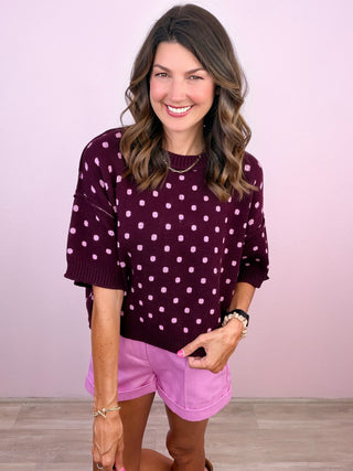 Dot to Dot Sweater (Burgundy)