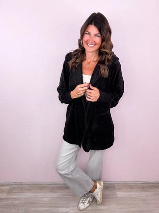 Teddy Bear Hooded Faux Fur Jacket