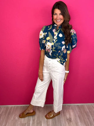 ENTRO Crop Wide Leg Pants