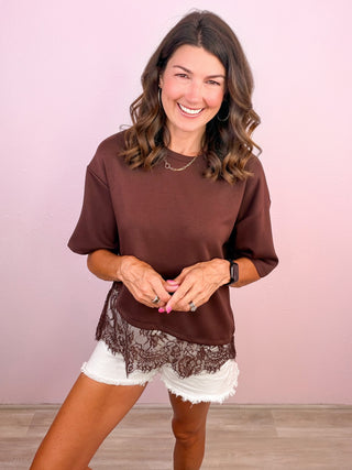 Lace Affair Top (Brown)