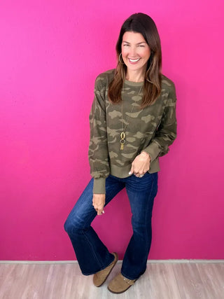 Now You See Her Thermal Camo Top