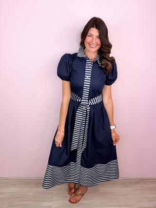 Signature Sweetheart Midi Dress (Navy)
