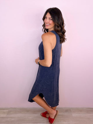 Simple Style Midi Dress (Navy)