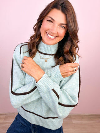 Straight Decisions Sweater Top - Sky