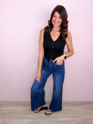 MICA Front Pocket Wide Leg Denim