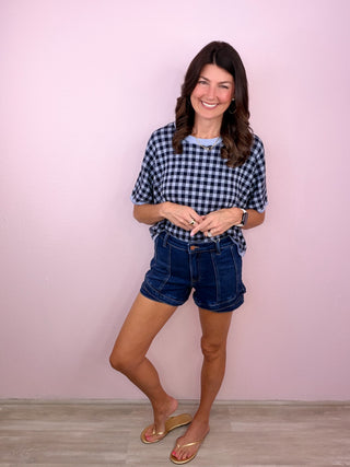 RISEN Layered Hem Denim Shorts