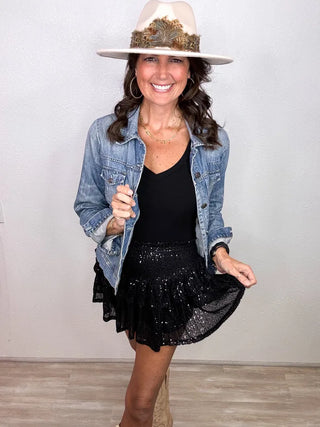 Ruffle Sequin Skort