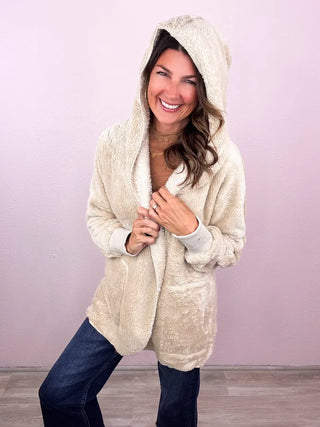 Teddy Bear Hooded Faux Fur Jacket