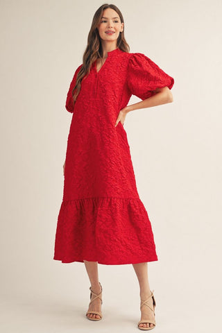 Gracefully Yours Midi Dress (Red)