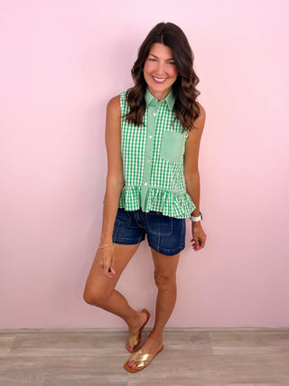Lucky Charm Gingham Top (Green)