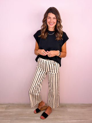 Pinstripe Perfection Pants (Black)