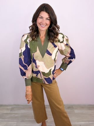 Abstract Affair Top (Olive)