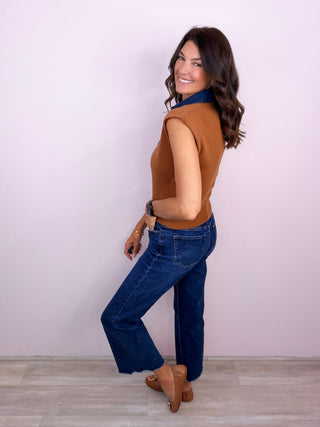 Denim Detail Top