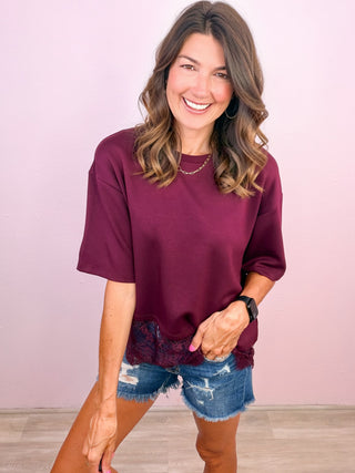 Lace Affair Top (Burgundy)