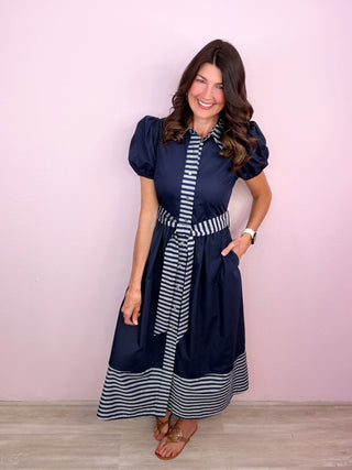 Signature Sweetheart Midi Dress (Navy)