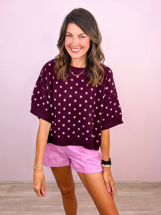 Dot to Dot Sweater (Burgundy)