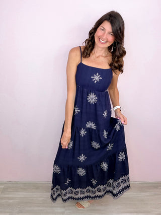 Border Print Maxi Dress