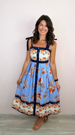 Sweet Magnolia Midi Dress (Navy)
