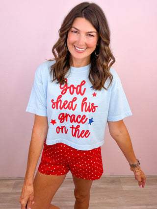 God Shed His Grace Crop T-shirt