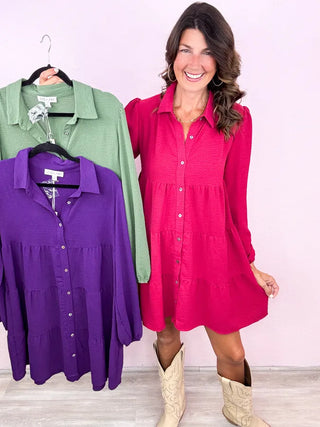 Sweet Solid Collared Dress