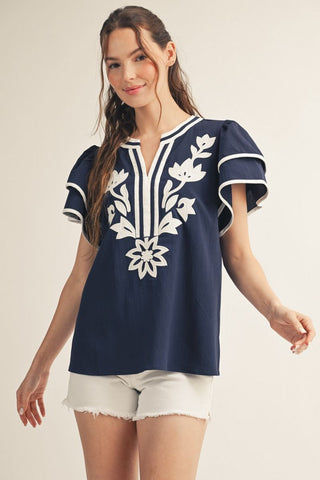 Beautifully Detailed Top (Navy)