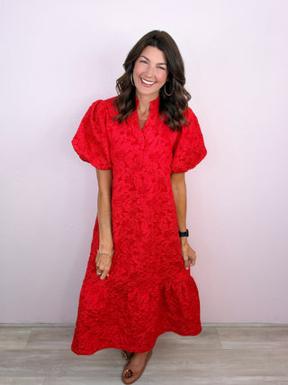 Gracefully Yours Midi Dress (Red)