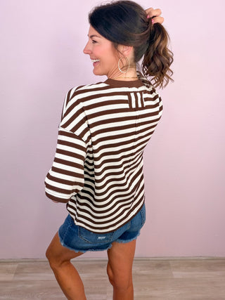 Casual Stripes Top (Brown/Cream)