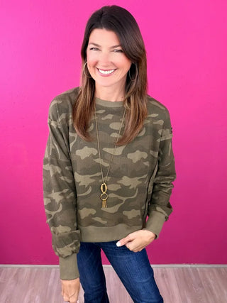 Now You See Her Thermal Camo Top