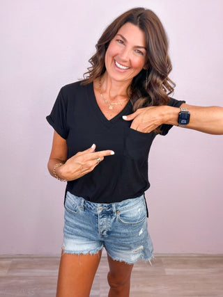 The Easy Does It Slub Pocket Tee - Black