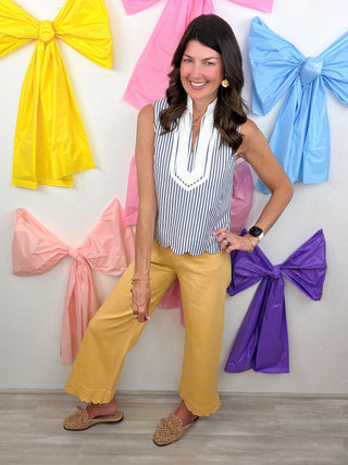 Preppy Stripe Scallop Top