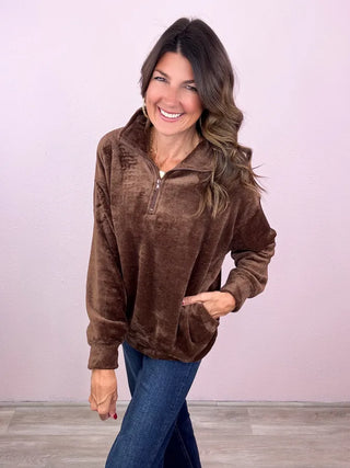 Faux Fur Half Zip Pullover