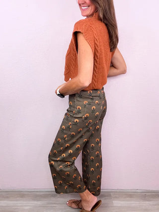 ENTRO Botanical Wide Leg Pants
