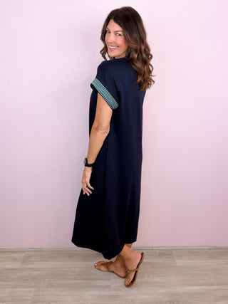 Effortlessly Timeless Midi Dress (Navy)