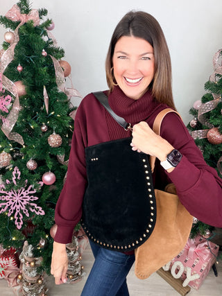Pretty Simple | Rosalie Rivet Suede Hobo Bag