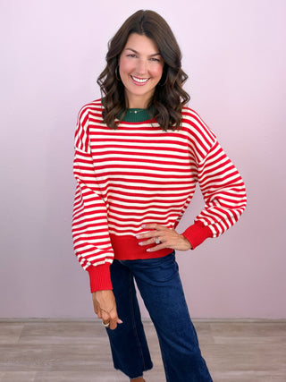 Social Stripe Sweater (Red)