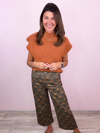 ENTRO Botanical Wide Leg Pants