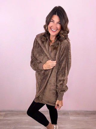 Teddy Bear Hooded Faux Fur Jacket