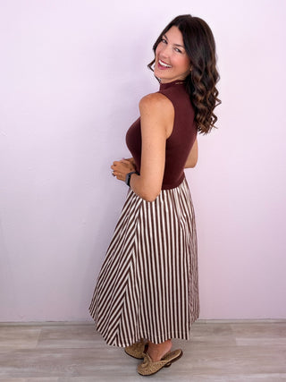 Well Composed Midi Dress (Brown)