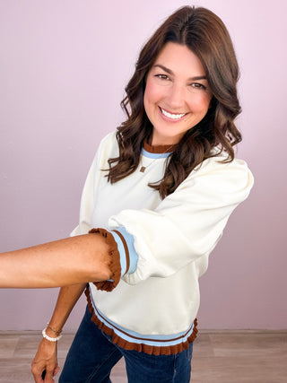 The Ivy League Ruffle Top - Ivory