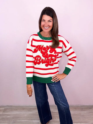 Merry & Bright Striped Pullover