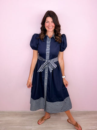 Signature Sweetheart Midi Dress (Navy)