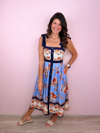 Sweet Magnolia Midi Dress (Navy)