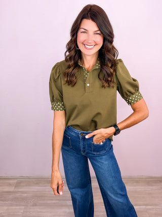 Let's Polka Top - Olive