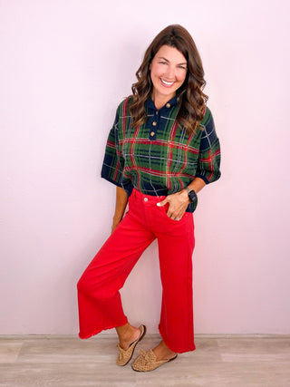 Risen® Tummy Control Slightly Cropped Red Denim