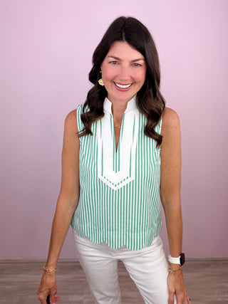 Preppy Stripe Scallop Top