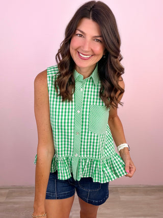 Lucky Charm Gingham Top (Green)
