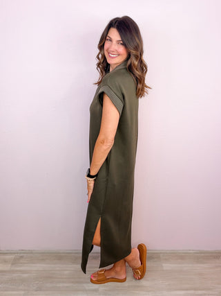 Effortlessly Elevated Midi Dress (Olive)