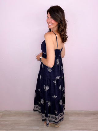Border Print Maxi Dress