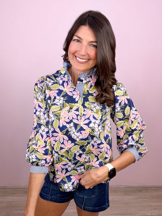 Petals & Pinstripes Top