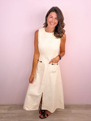 Charming Sophistication Midi Dress (Ecru)
